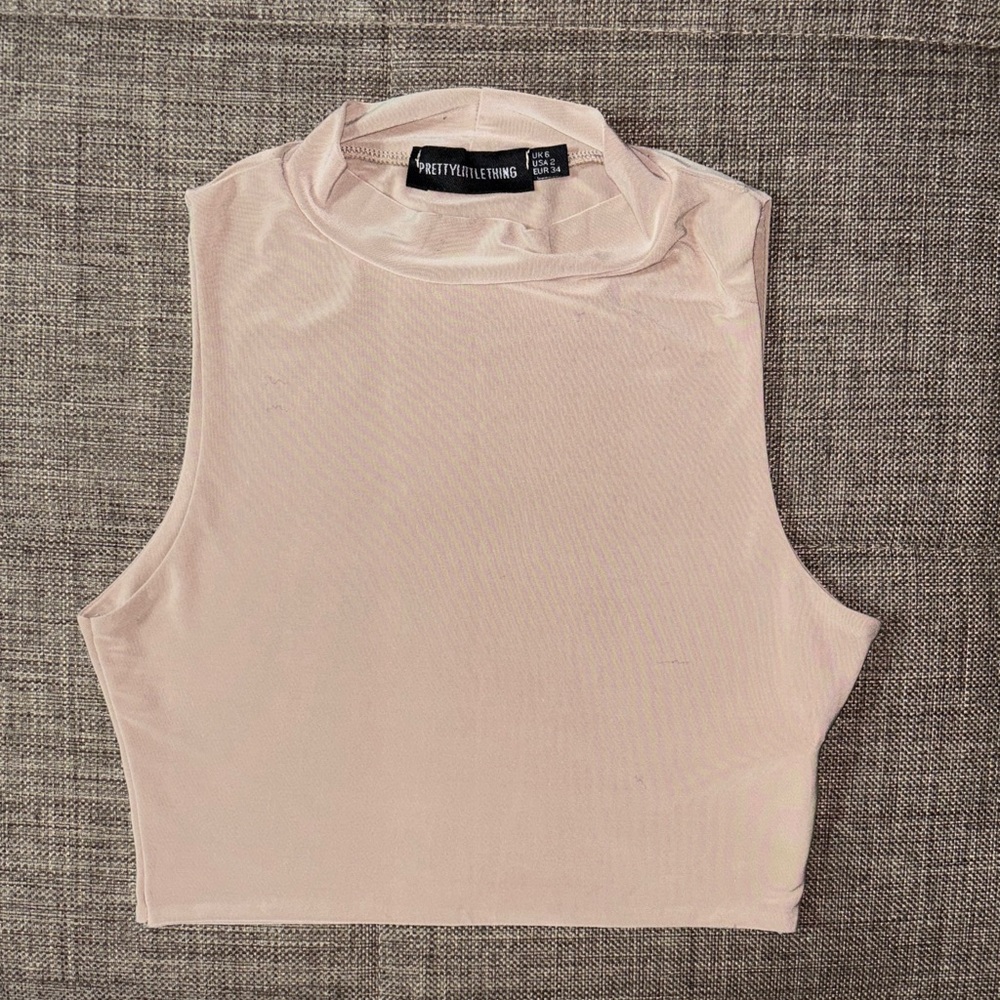 PLT Cream Mock Neck Crop Top